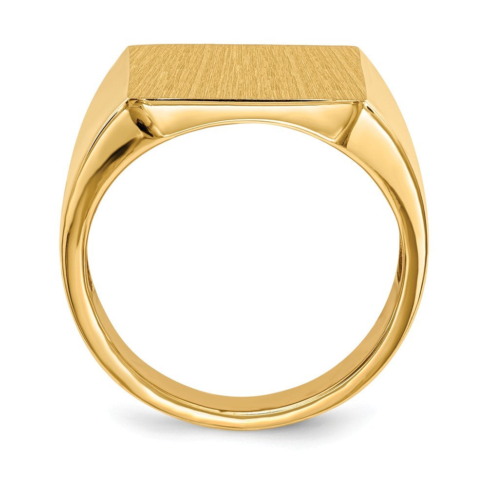 Mens Square Signet Ring Custom Personalized with Free Engraving Available of Initials or Monogram in Solid 14K Yellow Gold