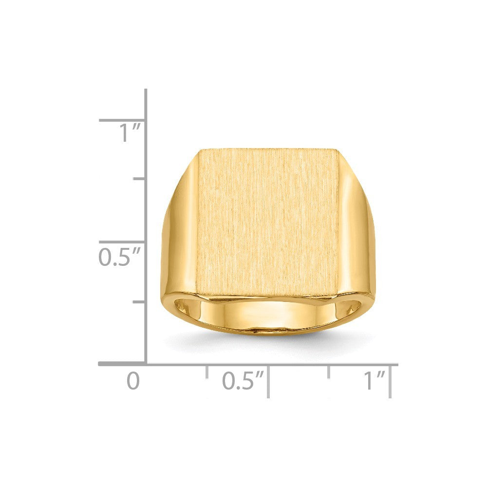 Mens Square Signet Ring Custom Personalized with Free Engraving Available of Initials or Monogram in Solid 14K Yellow Gold