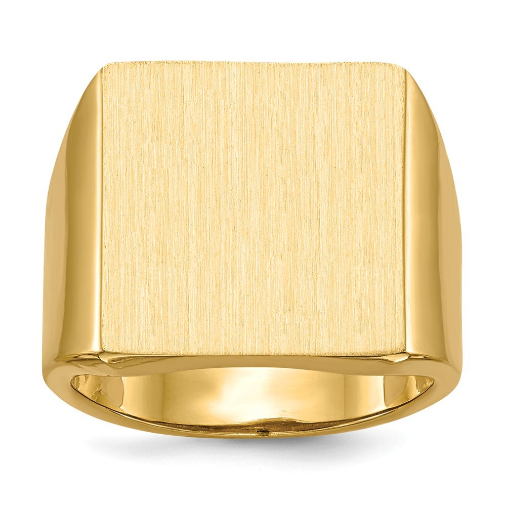 Mens Large Square Signet Ring - Custom Engravable - Initial or Monogram in Solid 14K Yellow Gold