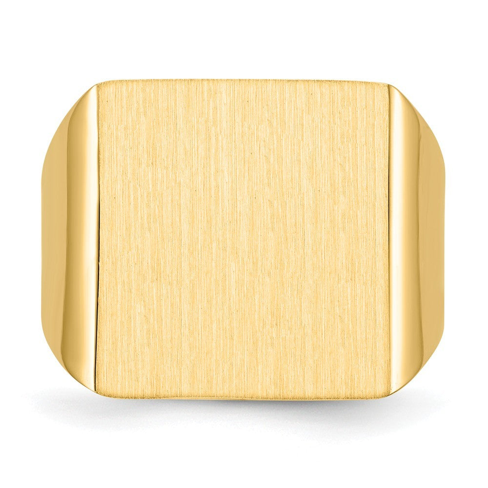 Mens Large Square Signet Ring - Custom Engravable - Initial or Monogram in Solid 14K Yellow Gold