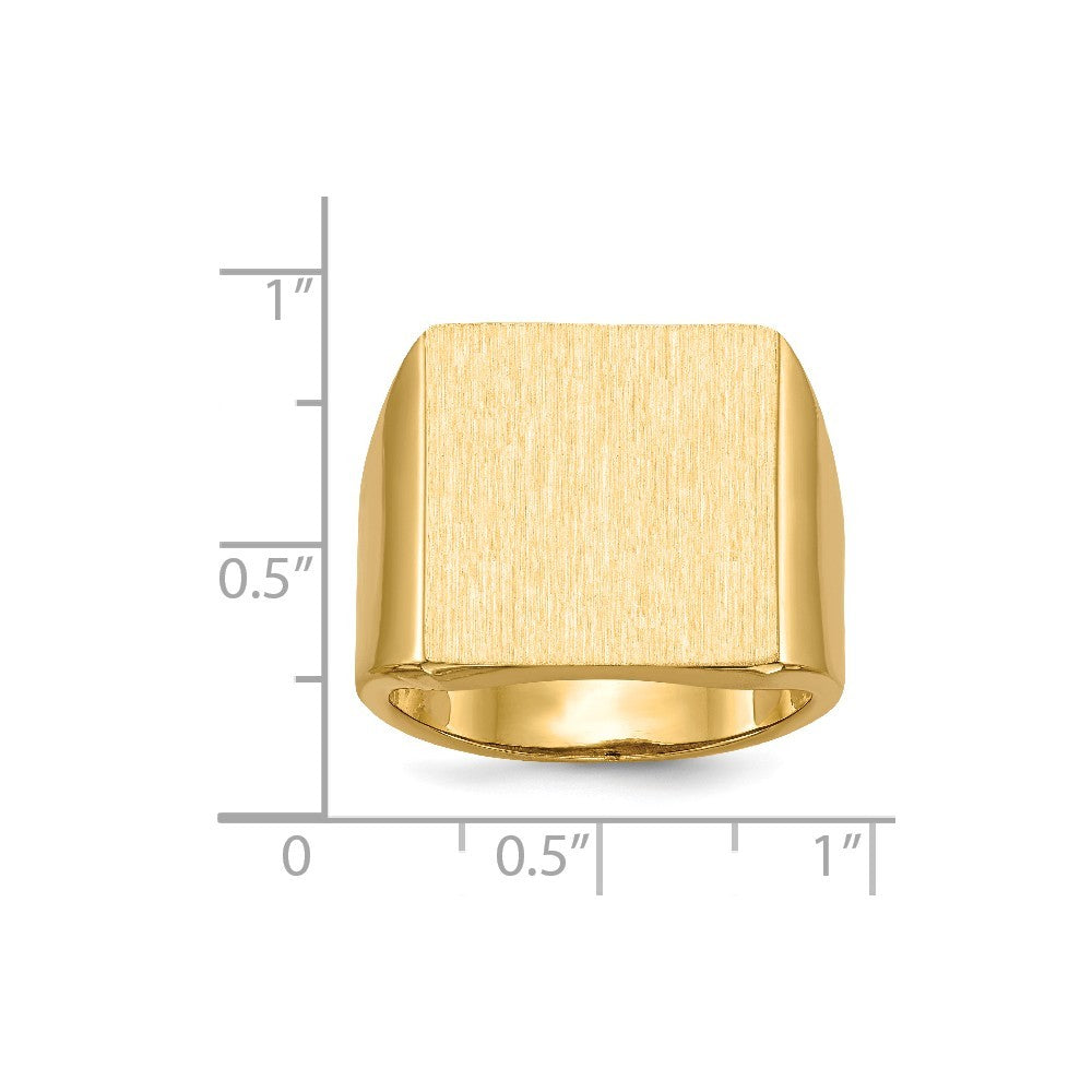 Mens Large Square Signet Ring - Custom Engravable - Initial or Monogram in Solid 14K Yellow Gold
