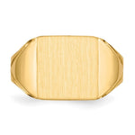 Load image into Gallery viewer, Open Back Mens Square Top Signet Ring Custom Personalized with Free Engraving Available of Initials or Monogram in Solid 14K Yellow Gold
