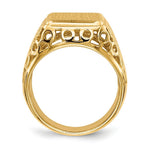 Load image into Gallery viewer, Mens Open Circle Sides Square Signet Ring with Free Engraving Available of Initials Monogram in Solid 14K Yellow Gold
