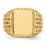 Load image into Gallery viewer, Mens Open Circle Sides Square Signet Ring with Free Engraving Available of Initials Monogram in Solid 14K Yellow Gold
