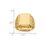 Load image into Gallery viewer, Mens Open Circle Sides Square Signet Ring with Free Engraving Available of Initials Monogram in Solid 14K Yellow Gold
