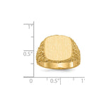 Load image into Gallery viewer, Mens Solid Back Treebark Sides Signet Ring with Free Engraving Available of Initials Monogram in Solid 14K Yellow Gold
