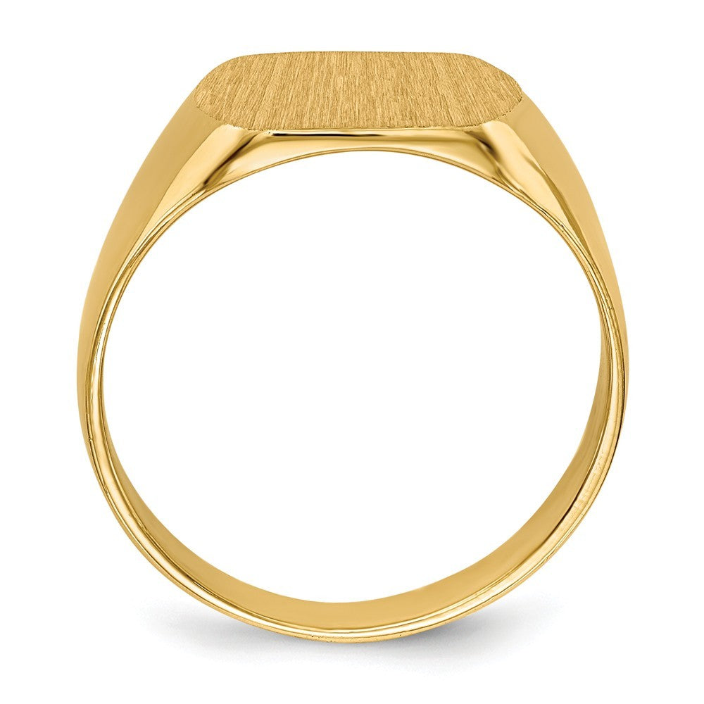 Solid Closed Back Mens Square Top Signet Ring Custom Personalized with Free Engraving Available of Initials or Monogram in Solid 14K Yellow Gold