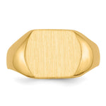 Load image into Gallery viewer, Solid Closed Back Mens Square Top Signet Ring Custom Personalized with Free Engraving Available of Initials or Monogram in Solid 14K Yellow Gold
