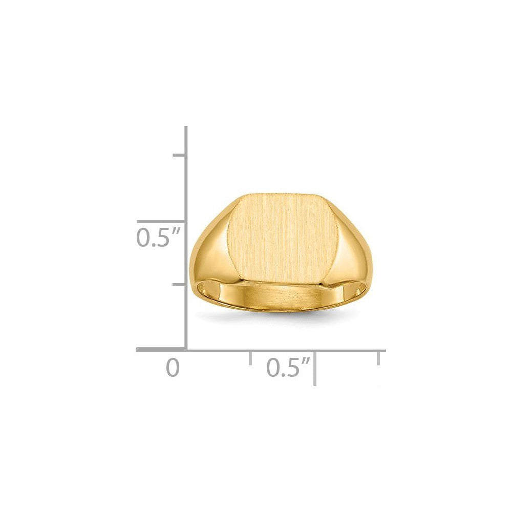 Solid Closed Back Mens Square Top Signet Ring Custom Personalized with Free Engraving Available of Initials or Monogram in Solid 14K Yellow Gold