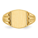 Load image into Gallery viewer, Solid Closed Back Womens Mens Double Grooved Sides Top Signet Ring Custom Personalized with Free Engraving Available of Initials or Monogram in Solid 14K Yellow Gold
