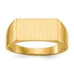 Load image into Gallery viewer, Solid Closed Back Mens Square Top Signet Ring Custom Personalized with Free Engraving Available of Initials or Monogram in Solid 14K Yellow Gold
