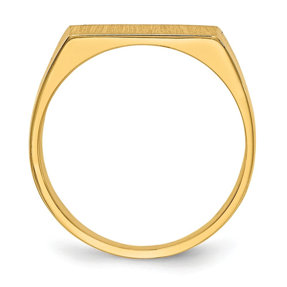 Solid Closed Back Mens Square Top Signet Ring Custom Personalized with Free Engraving Available of Initials or Monogram in Solid 14K Yellow Gold