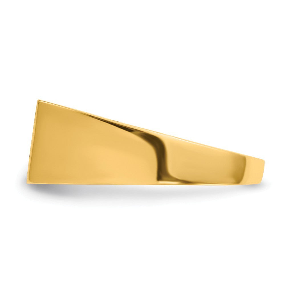 Solid Closed Back Mens Square Top Signet Ring Custom Personalized with Free Engraving Available of Initials or Monogram in Solid 14K Yellow Gold