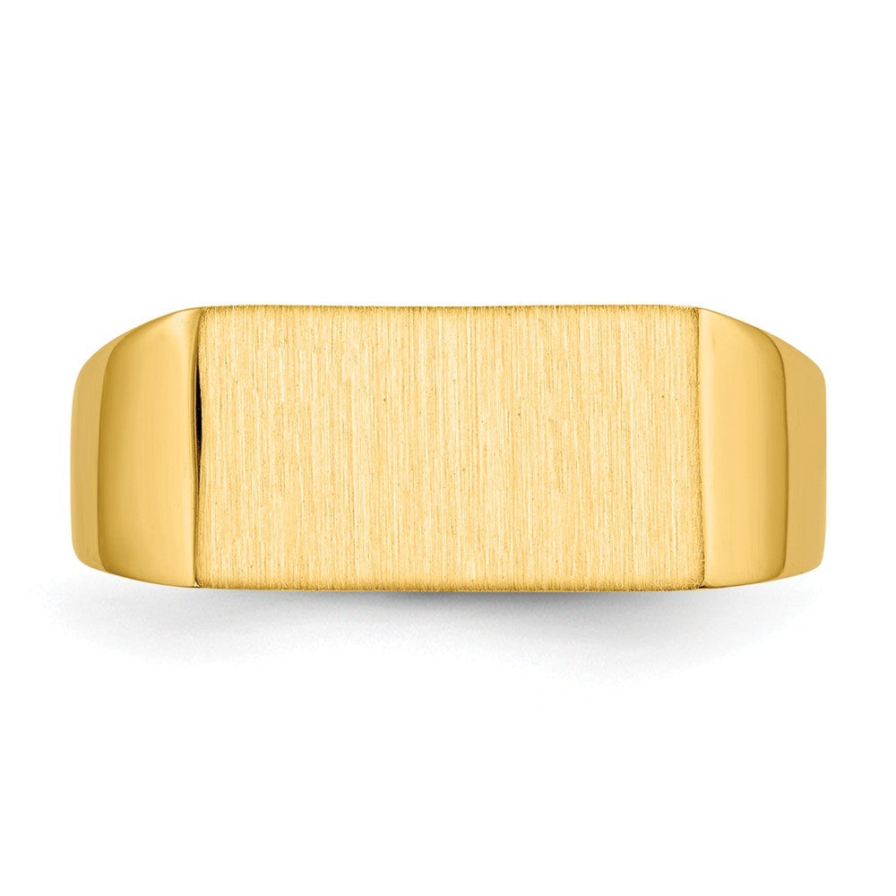 Solid Closed Back Mens Square Top Signet Ring Custom Personalized with Free Engraving Available of Initials or Monogram in Solid 14K Yellow Gold