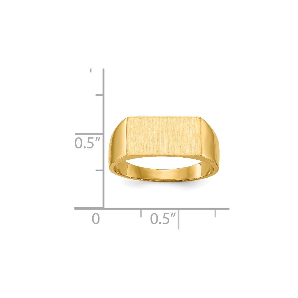 Solid Closed Back Mens Square Top Signet Ring Custom Personalized with Free Engraving Available of Initials or Monogram in Solid 14K Yellow Gold