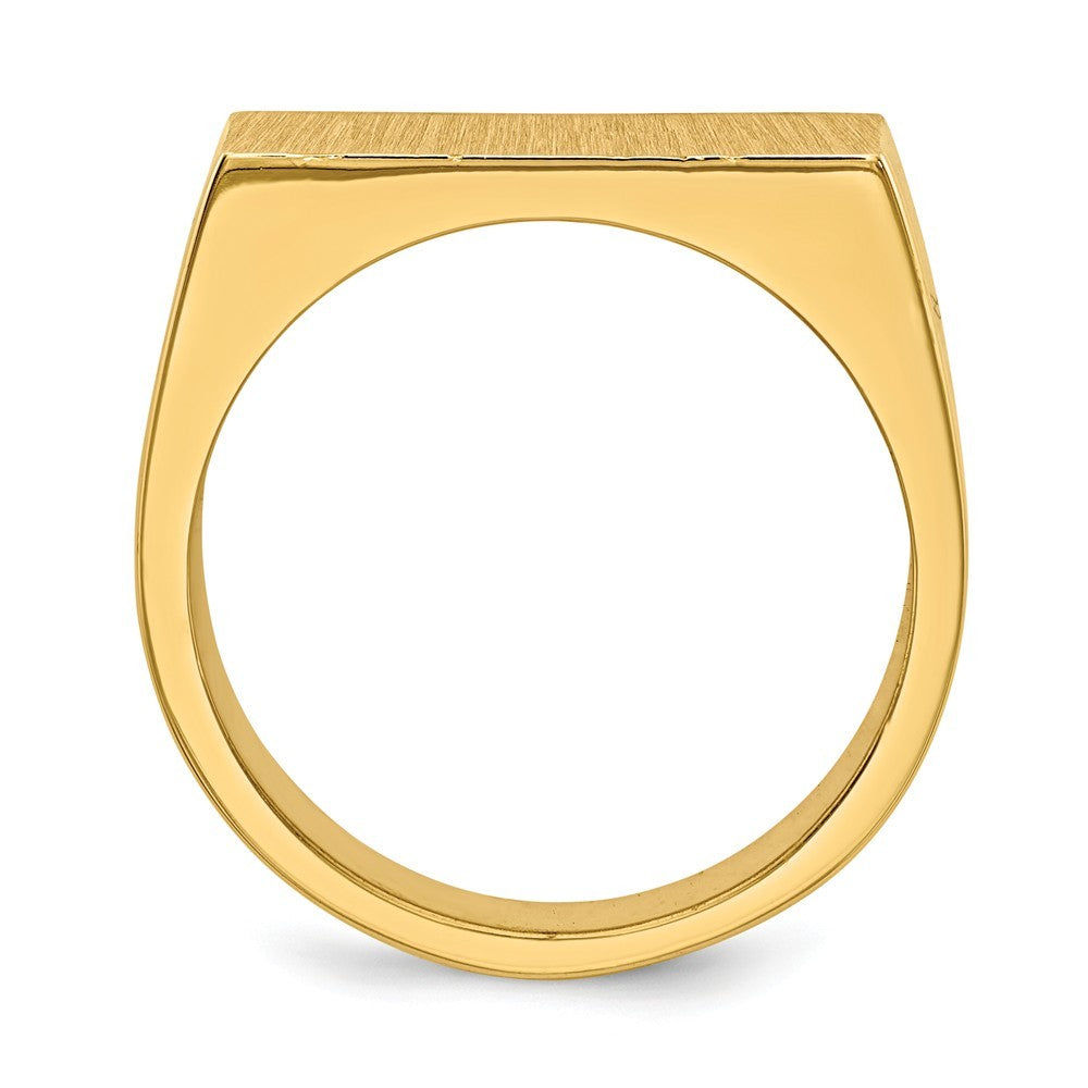 Mens Solid Back Wide Rectangle Signet Ring with Free Engraving Available of Initials Monogram in Solid 14K Yellow Gold