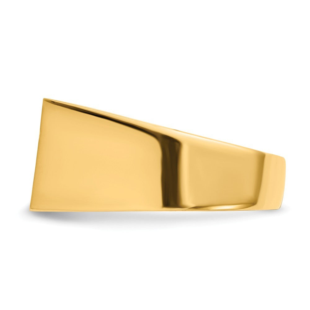 Mens Solid Back Wide Rectangle Signet Ring with Free Engraving Available of Initials Monogram in Solid 14K Yellow Gold