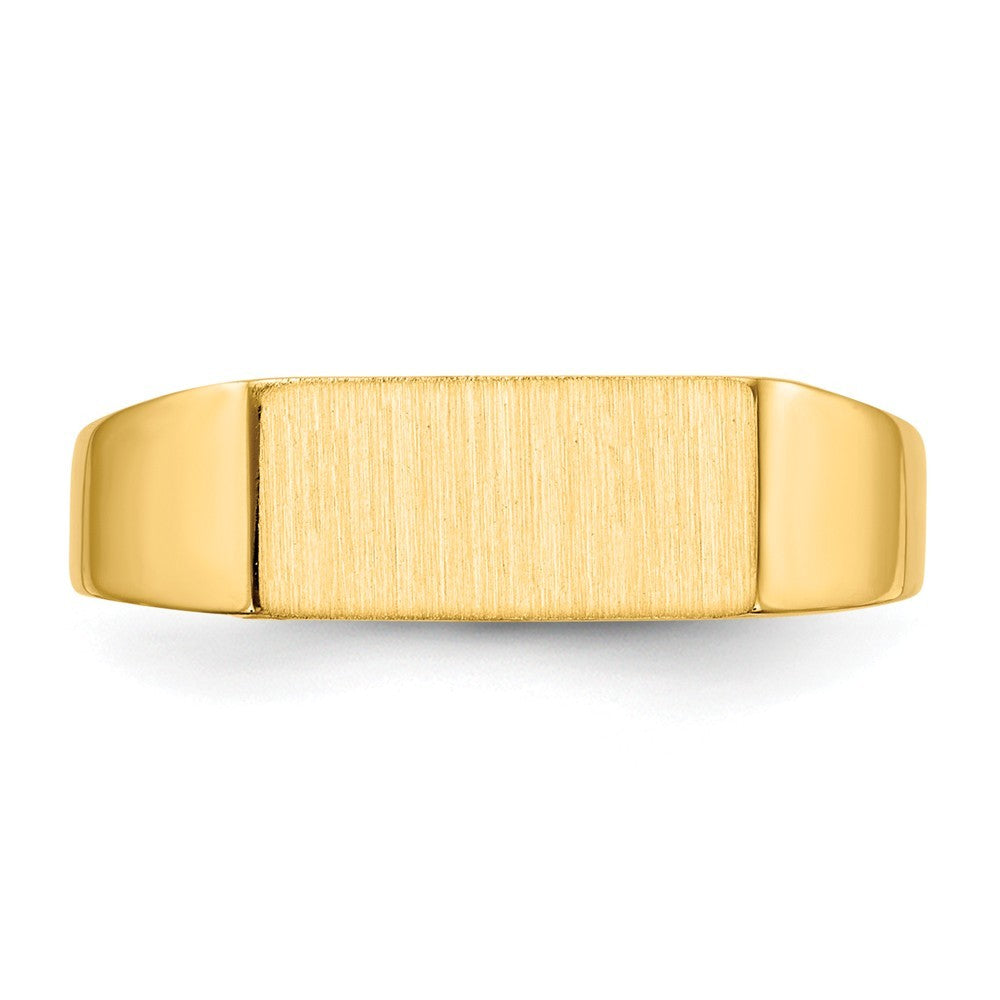 Open Back Mens Rectangle Top Signet Ring Custom Personalized with Free Engraving Available of Initials or Monogram in Solid 14K Yellow Gold