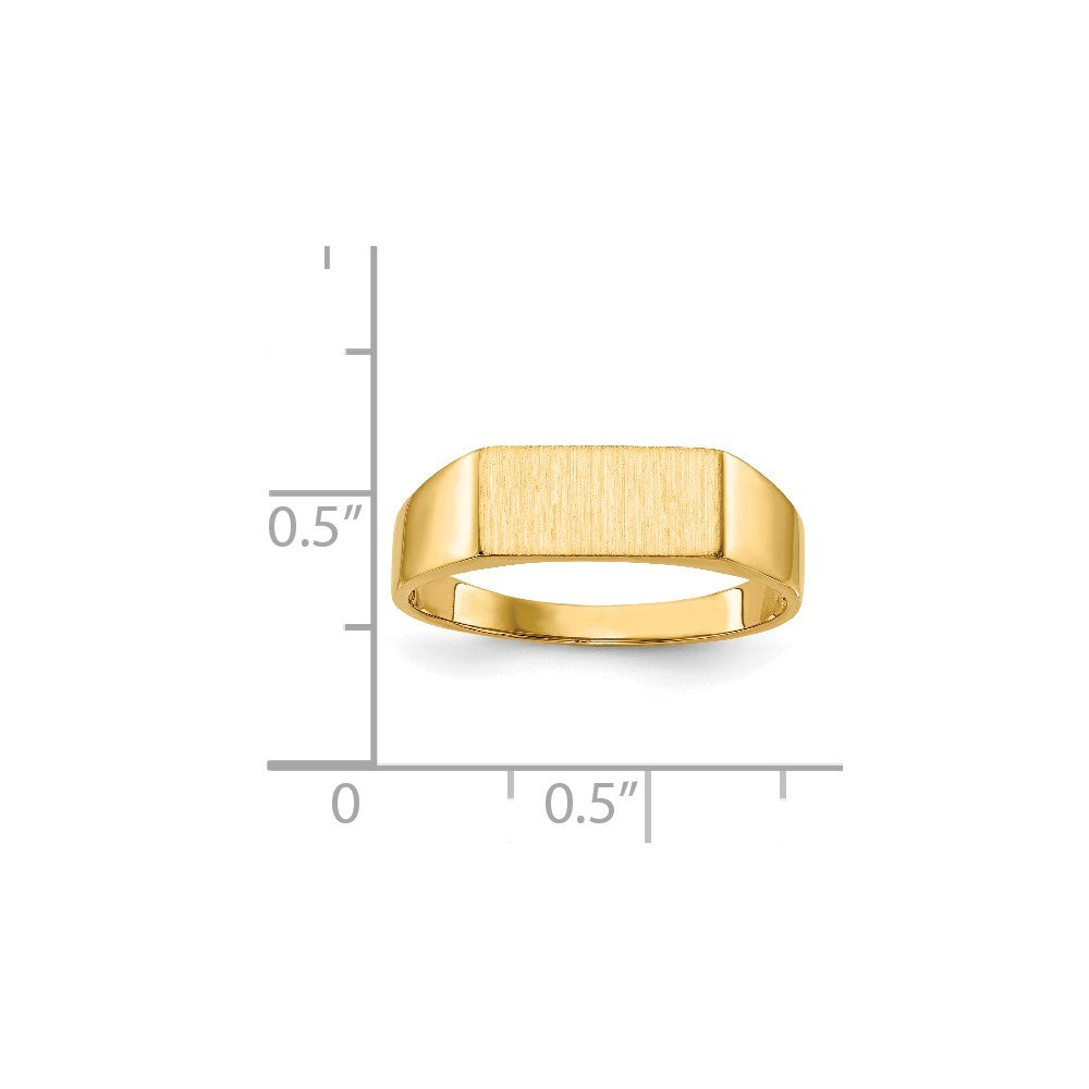 Open Back Mens Rectangle Top Signet Ring Custom Personalized with Free Engraving Available of Initials or Monogram in Solid 14K Yellow Gold