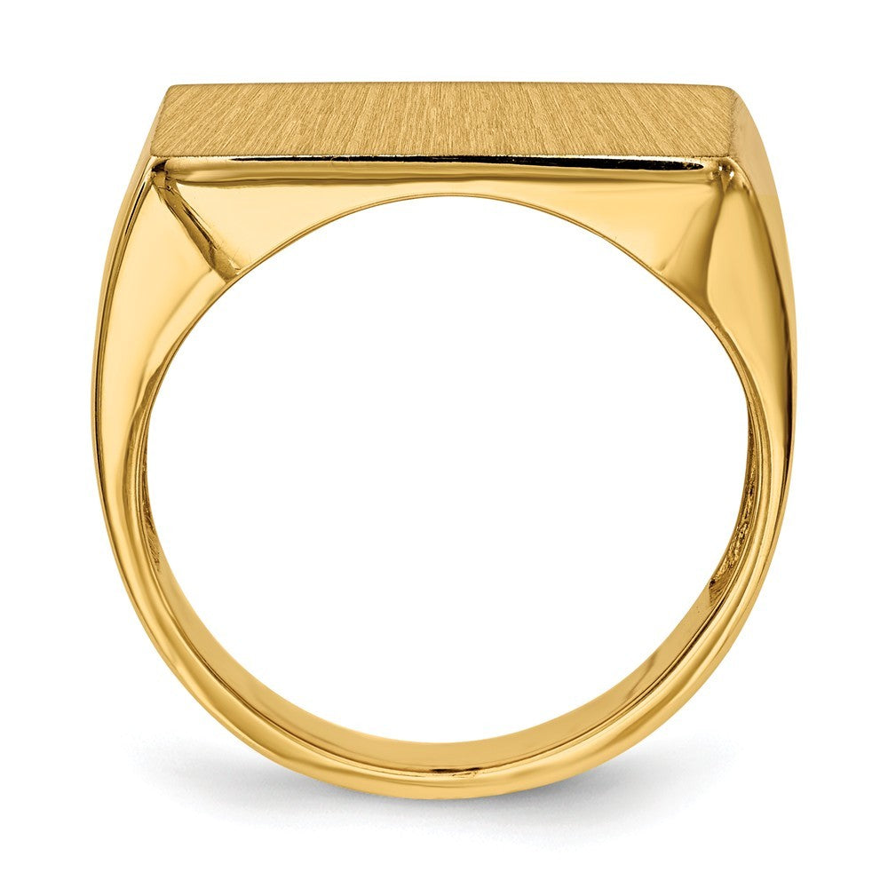 Mens Large Rectangle Signet Ring Custom Personalized with Free Engraving Available of Initials or Monogram in Solid 14K Yellow Gold