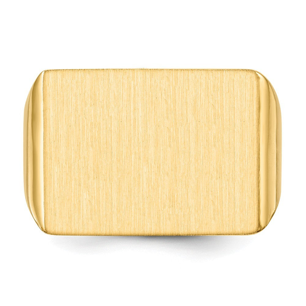 Mens Large Rectangle Signet Ring Custom Personalized with Free Engraving Available of Initials or Monogram in Solid 14K Yellow Gold