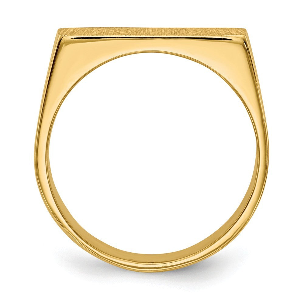 Solid Closed Back Mens Rectangle Top Signet Ring Custom Personalized with Free Engraving Available of Initials or Monogram in Solid 14K Yellow Gold