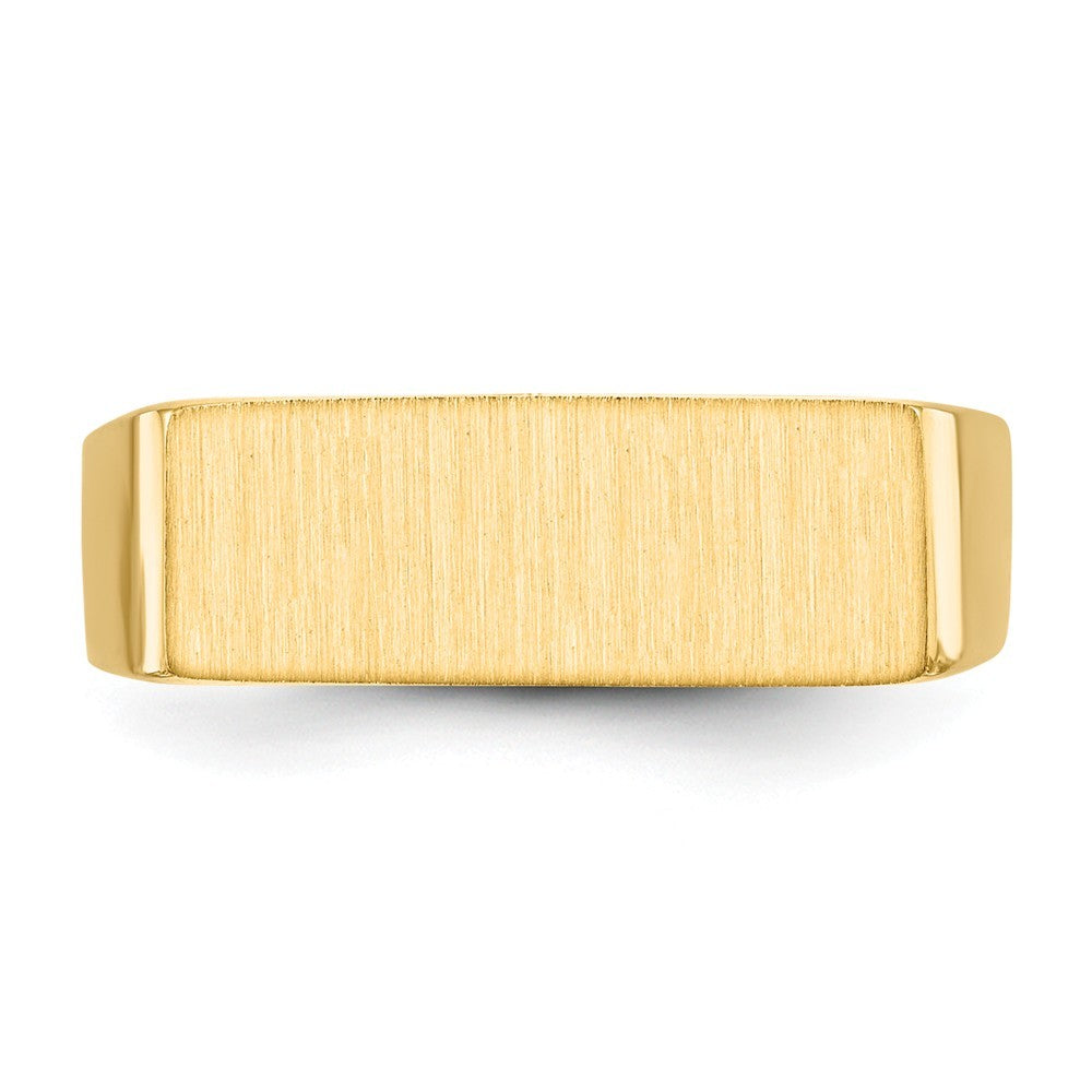 Solid Closed Back Mens Rectangle Top Signet Ring Custom Personalized with Free Engraving Available of Initials or Monogram in Solid 14K Yellow Gold