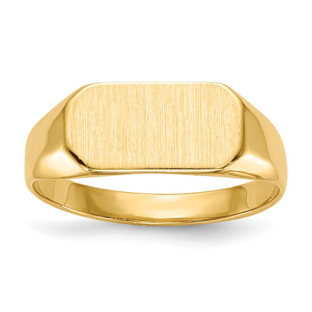 Solid Closed Back Womens Mens Top Signet Ring Custom Personalized with Free Engraving Available of Initials or Monogram in Solid 14K Yellow Gold