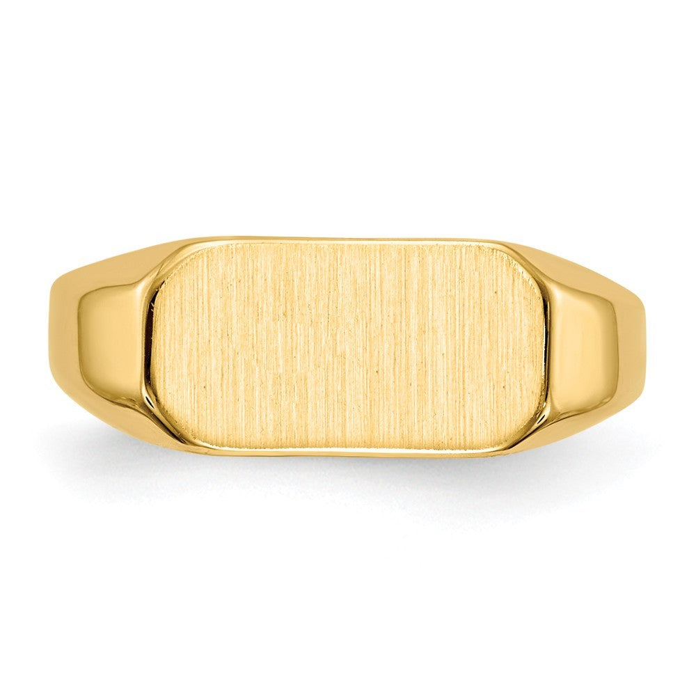 Solid Closed Back Womens Mens Top Signet Ring Custom Personalized with Free Engraving Available of Initials or Monogram in Solid 14K Yellow Gold