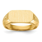 Load image into Gallery viewer, Open Back Womens Mens Decorative Side Rectangle Top Signet Ring Custom Personalized with Free Engraving Available of Initials or Monogram in Solid 14K Yellow Gold
