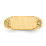 Load image into Gallery viewer, Open Back Womens Mens Decorative Side Rectangle Top Signet Ring Custom Personalized with Free Engraving Available of Initials or Monogram in Solid 14K Yellow Gold
