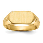 Load image into Gallery viewer, Solid Closed Back Womens Mens Decorative Side Rectangle Top Signet Ring Custom Personalized with Free Engraving Available of Initials or Monogram in Solid 14K Yellow Gold
