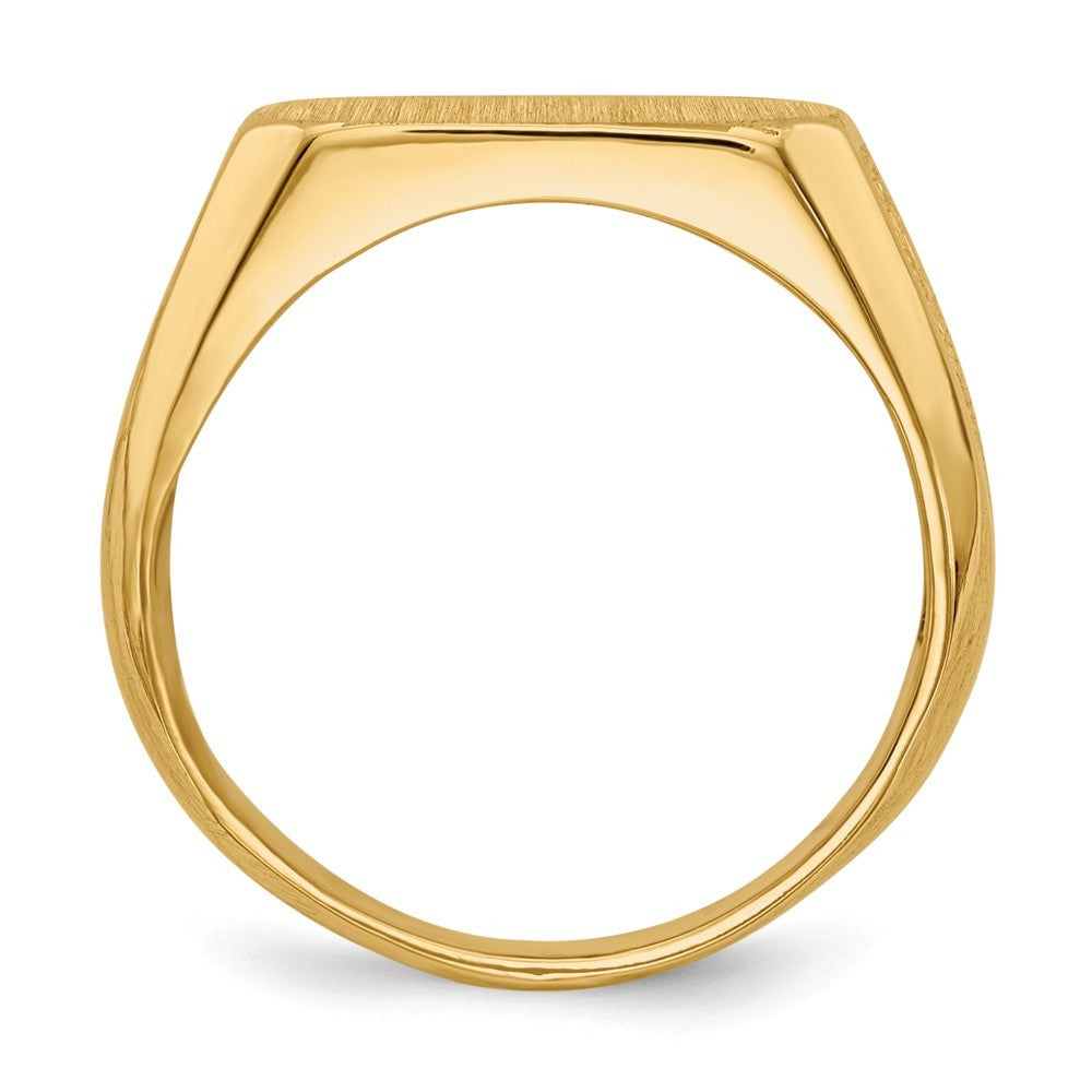 Solid Closed Back Womens Mens Decorative Side Rectangle Top Signet Ring Custom Personalized with Free Engraving Available of Initials or Monogram in Solid 14K Yellow Gold