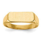 Load image into Gallery viewer, Solid Closed Back Mens or Ladies Signet Ring Band Custom Personalized with Free Engraving Available of Initials or Monogram in Solid 14K Yellow Gold
