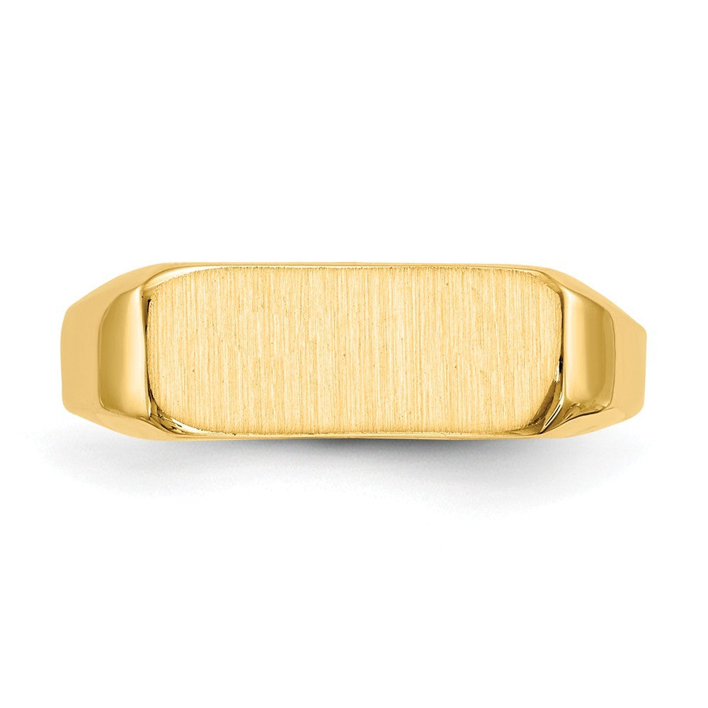 Solid Closed Back Mens or Ladies Signet Ring Band Custom Personalized with Free Engraving Available of Initials or Monogram in Solid 14K Yellow Gold