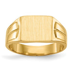 Load image into Gallery viewer, Solid Closed Back Womens Mens Decorative Side Rectangle Top Signet Ring Custom Personalized with Free Engraving Available of Initials or Monogram in Solid 14K Yellow Gold
