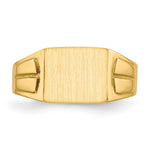 Load image into Gallery viewer, Solid Closed Back Womens Mens Decorative Side Rectangle Top Signet Ring Custom Personalized with Free Engraving Available of Initials or Monogram in Solid 14K Yellow Gold
