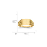 Load image into Gallery viewer, Open Back Womens Mens Nugget Design Side Rectangle Top Signet Ring Custom Personalized with Free Engraving Available of Initials or Monogram in Solid 14K Yellow Gold
