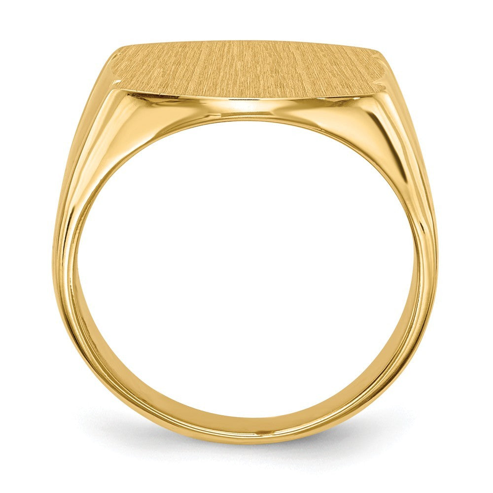 Solid Closed Back Mens Top Beveled Sides Signet Ring Custom Personalized with Free Engraving Available of Initials or Monogram in Solid 14K Yellow Gold