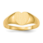 Load image into Gallery viewer, Solid Closed Back Mens or Ladies Signet Ring Heart Shape Custom Personalized with Free Engraving Available of Initials in Solid 14K Yellow Gold
