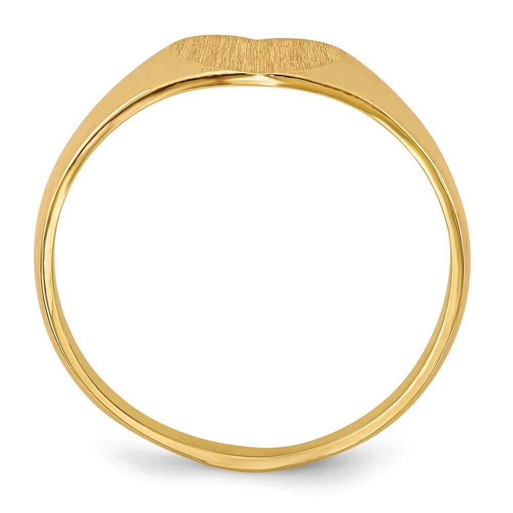 Solid Closed Back Mens or Ladies Signet Ring Heart Shape Custom Personalized with Free Engraving Available of Initials in Solid 14K Yellow Gold