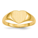 Load image into Gallery viewer, Solid Closed Back Mens or Ladies Signet Ring Heart Shape Custom Personalized with Free Engraving Available of Initials in Solid 14K Yellow Gold
