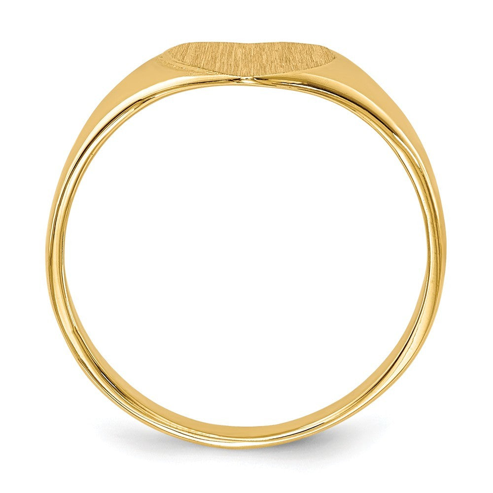 Solid Closed Back Mens or Ladies Signet Ring Heart Shape Custom Personalized with Free Engraving Available of Initials in Solid 14K Yellow Gold