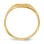 Load image into Gallery viewer, Solid Closed Back Mens or Ladies Signet Ring Heart Shape Custom Personalized with Free Engraving Available of Initials in Solid 14K Yellow Gold
