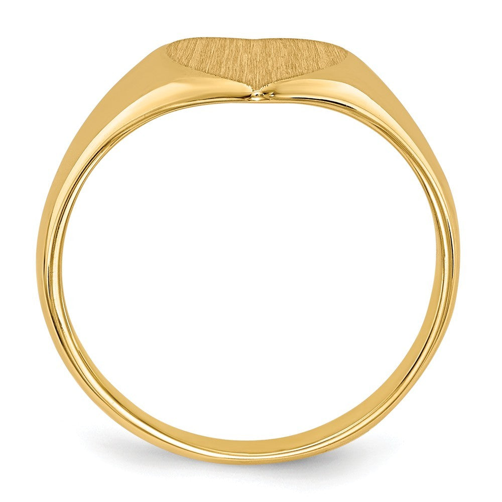 Solid Closed Back Womens Heart Design Top Signet Ring Custom Personalized with Free Engraving Available of Initials or Monogram in Solid 14K Yellow Gold