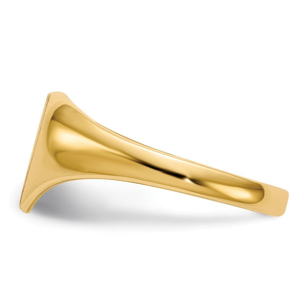 Solid Closed Back Womens Heart Design Top Signet Ring Custom Personalized with Free Engraving Available of Initials or Monogram in Solid 14K Yellow Gold