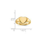 Load image into Gallery viewer, Solid Closed Back Womens Heart Design Top Signet Ring Custom Personalized with Free Engraving Available of Initials or Monogram in Solid 14K Yellow Gold
