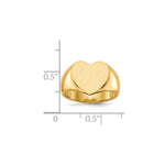 Load image into Gallery viewer, Solid Closed Back Ladies Signet Ring Heart Shape Custom Personalized with Free Engraving Available of Initials in Solid 14K Yellow Gold
