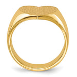 Load image into Gallery viewer, Solid Closed Back Ladies Signet Ring Heart Shape Custom Personalized with Free Engraving Available of Initials in Solid 14K Yellow Gold
