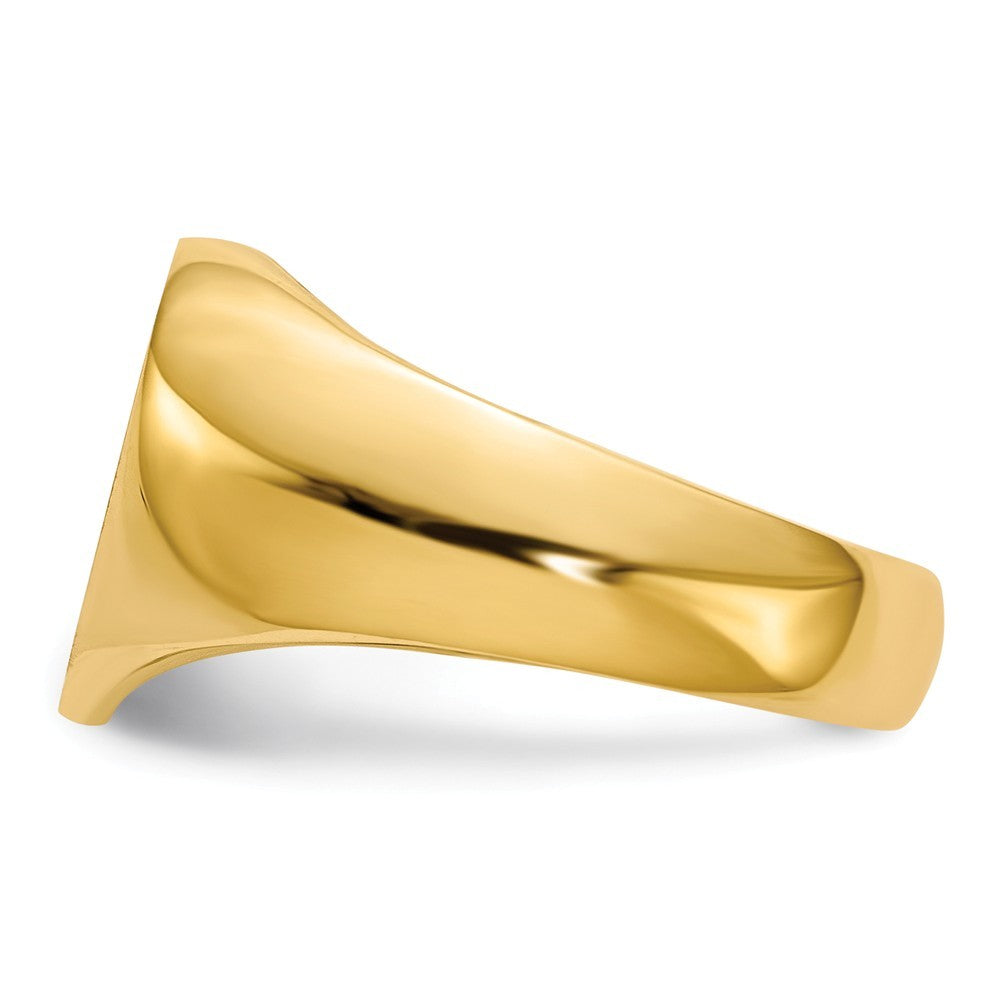 Solid Closed Back Ladies Signet Ring Heart Shape Custom Personalized with Free Engraving Available of Initials in Solid 14K Yellow Gold